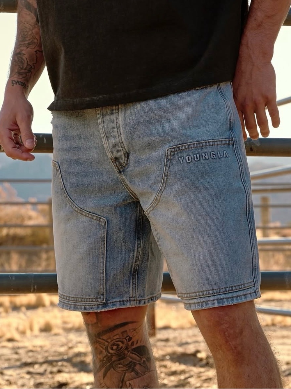 YOUNGLA 6018 Rodeo Carpenter Jorts (jean shorts)